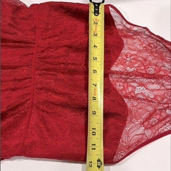 Allover Lace A-Line women long Dress F19635 color apple, red, XS - Picture 10 of 16